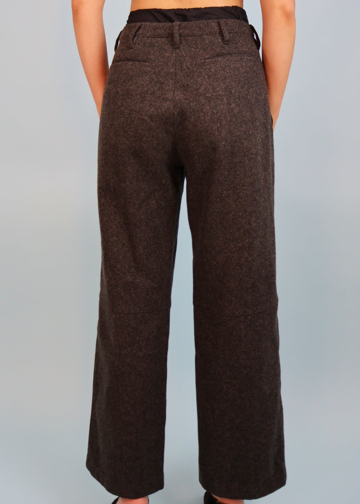 Prada 1990s Grey Wool Nylon Drawstring Waistband Pants