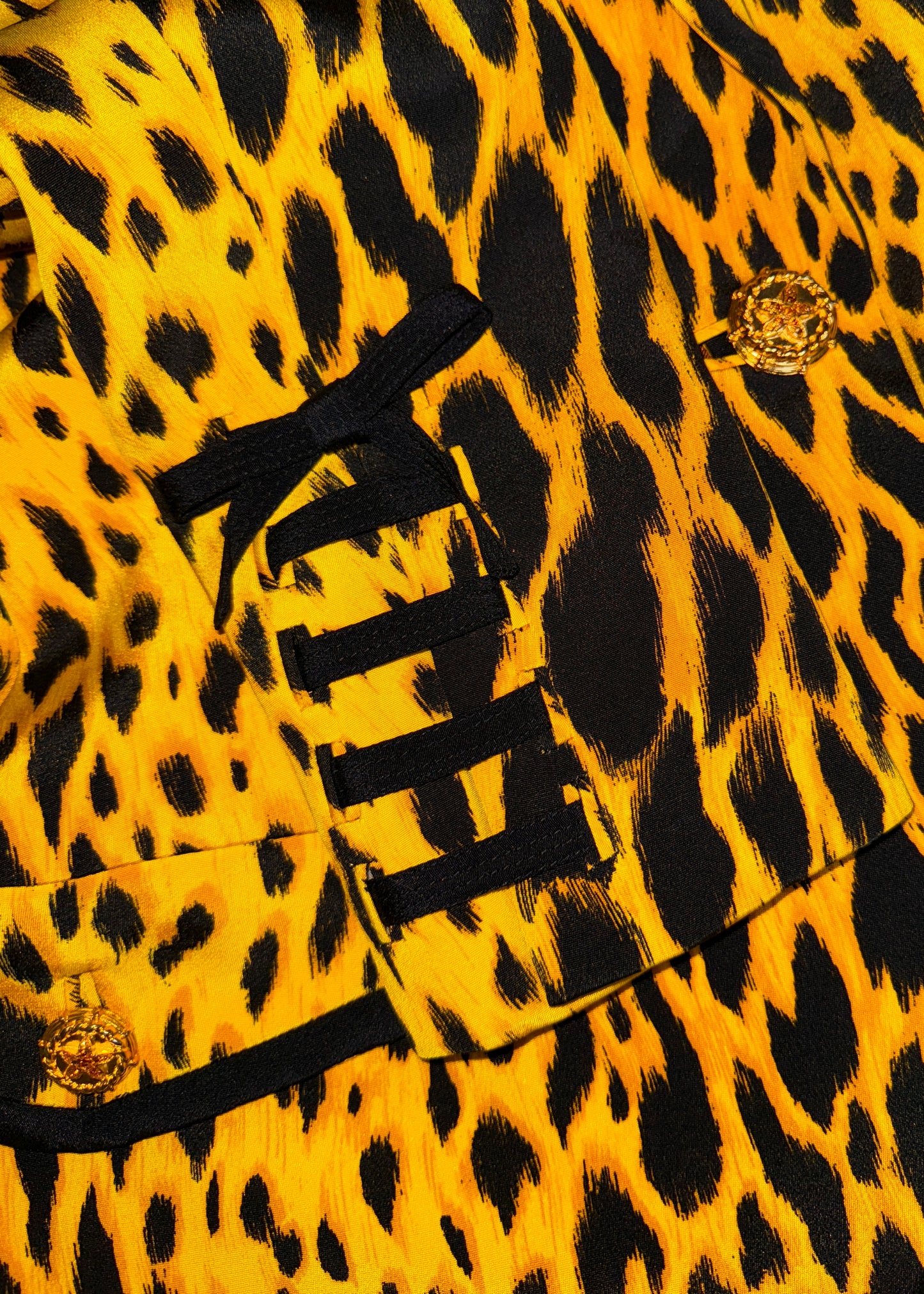 Versace Spring 1992 Runway Yellow Cheetah Print Jacket & Leggings Set