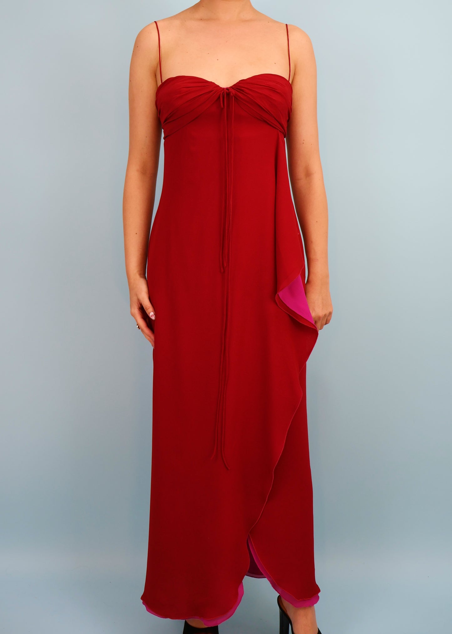 Emanuel Ungaro Red & Pink Silk Chiffon Gown