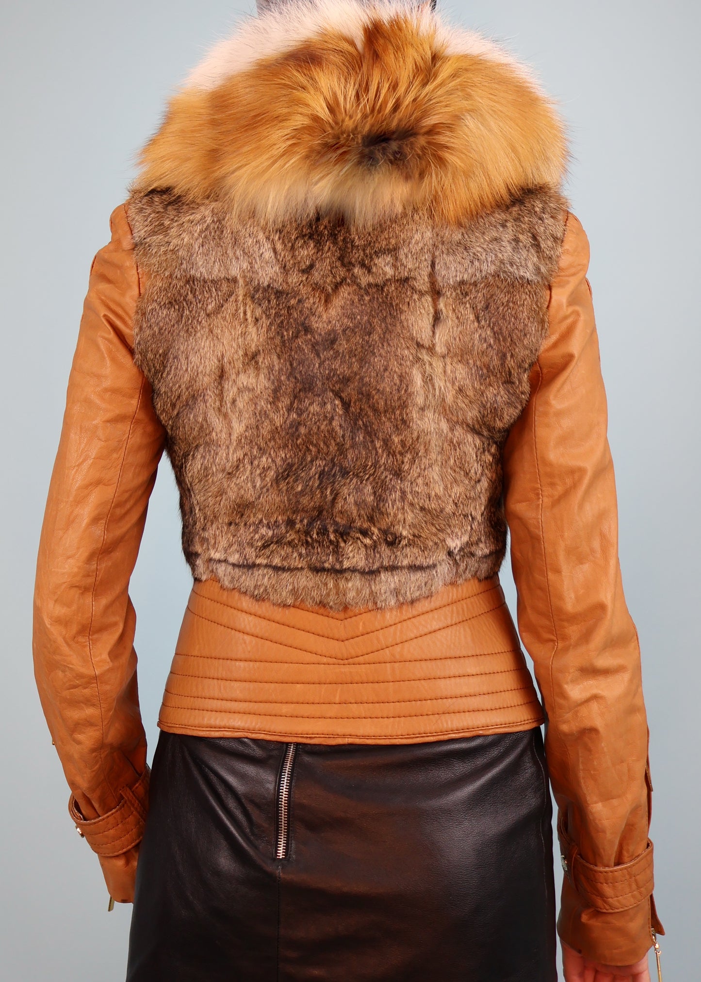 Roberto Cavalli Fall 2004 Brown Leather & Fur Jacket