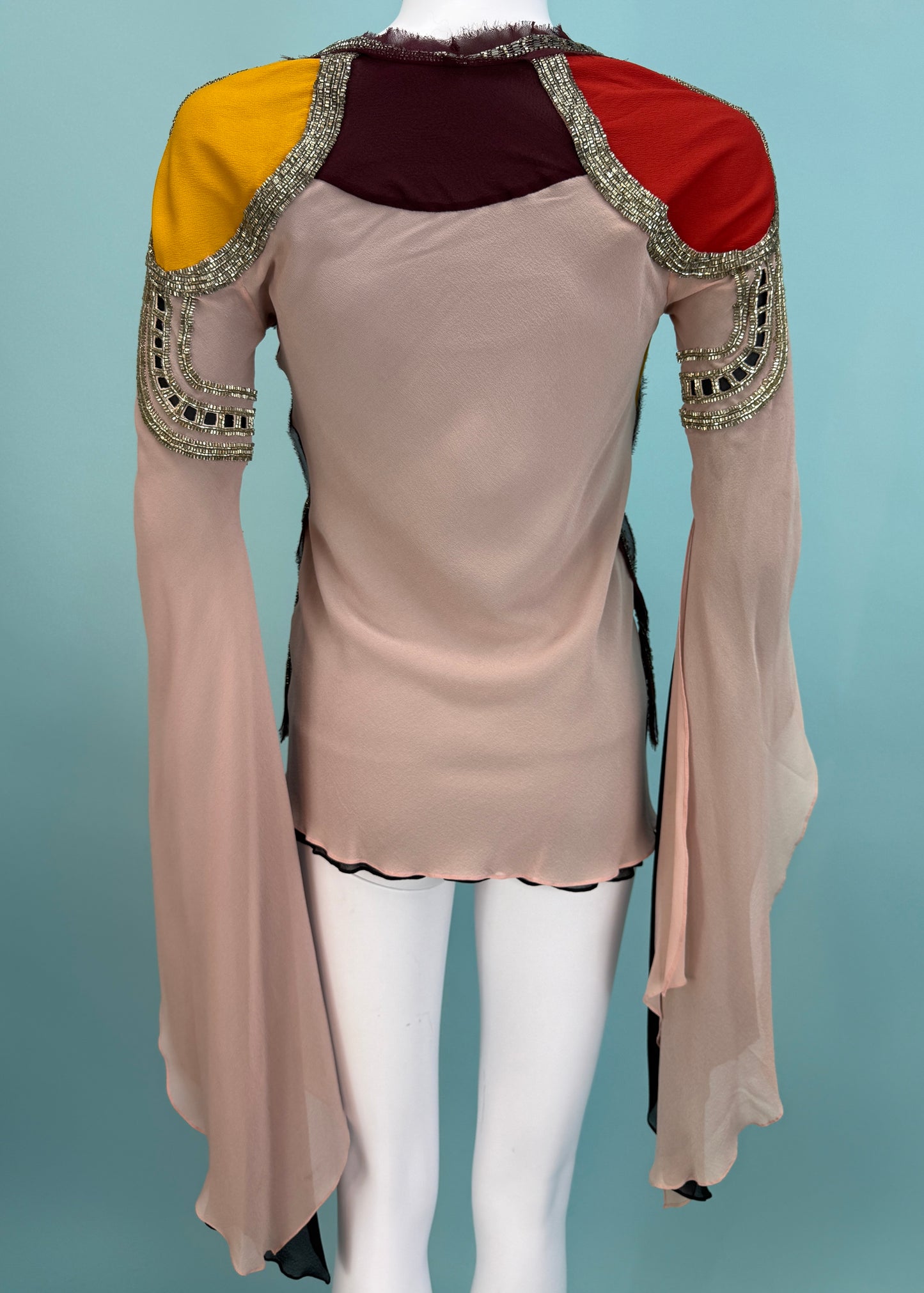 Chloé Fall 2002 Runway Pink Silk Embellished Top