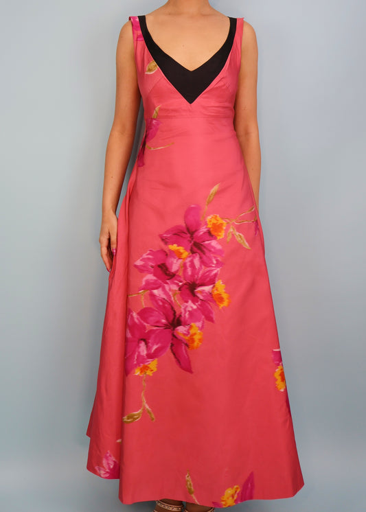 Christian Lacroix Fall 1997 Runway Pink Floral Silk Gown