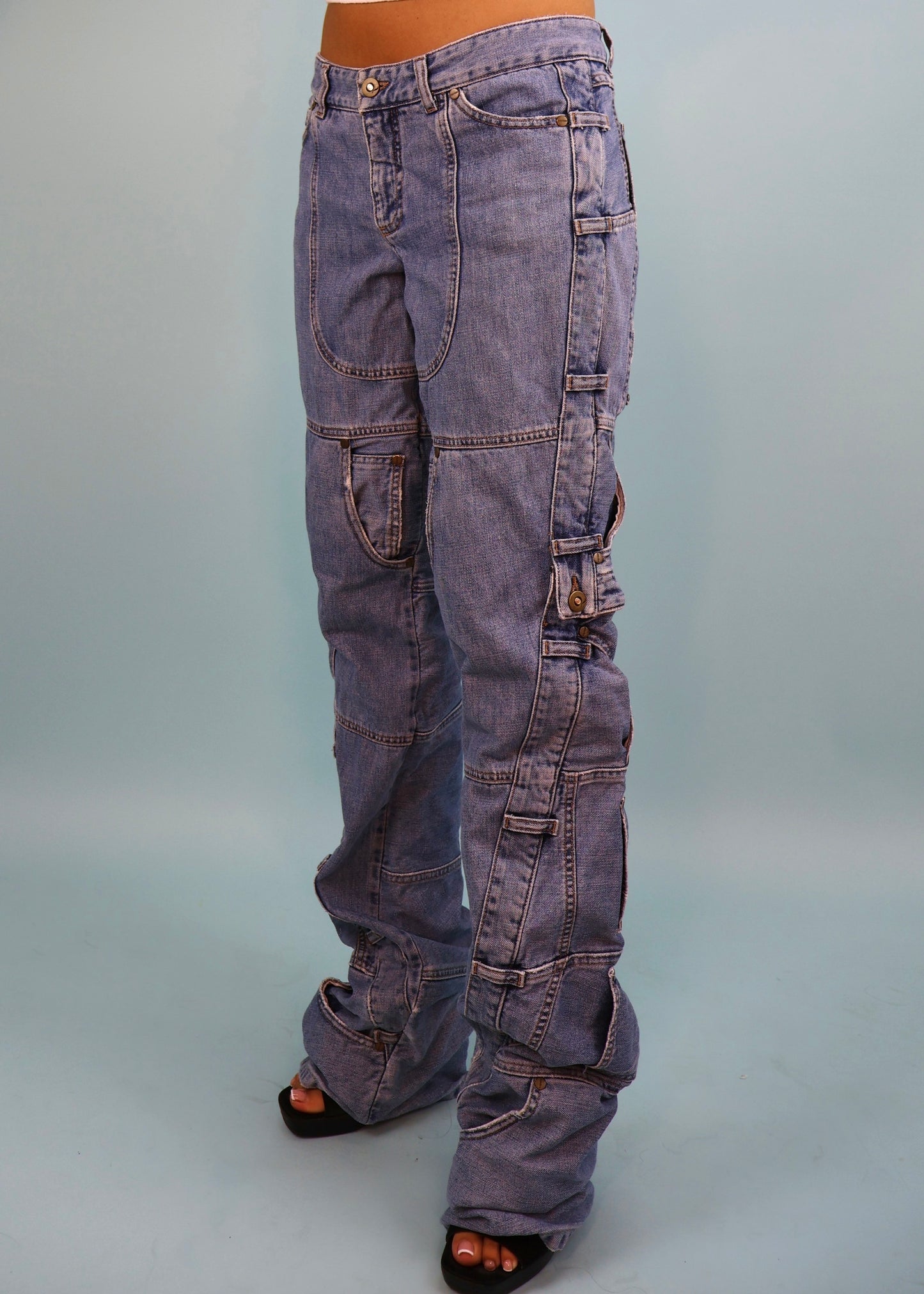 Alexander McQueen 2003 Multi Pockets Blue Denim Jeans