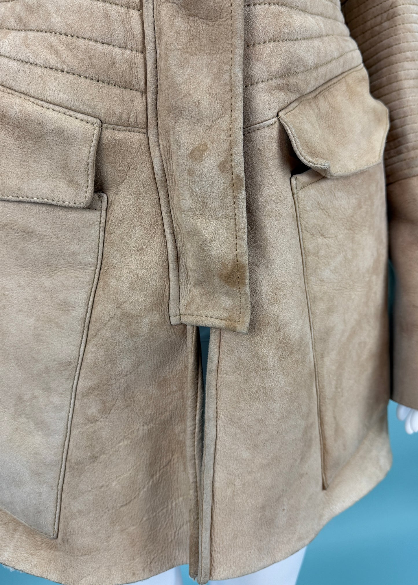 Gucci Fall 2003 Beige Shearling Suede Leather Jacket