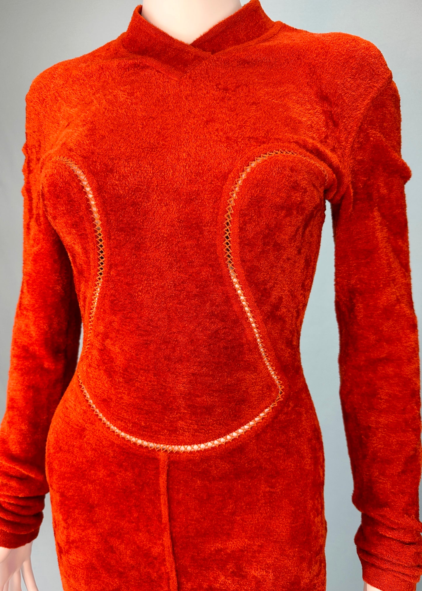 Azzedine Alaia Fall 1991 Runway Orange Chenille Cutout Dress