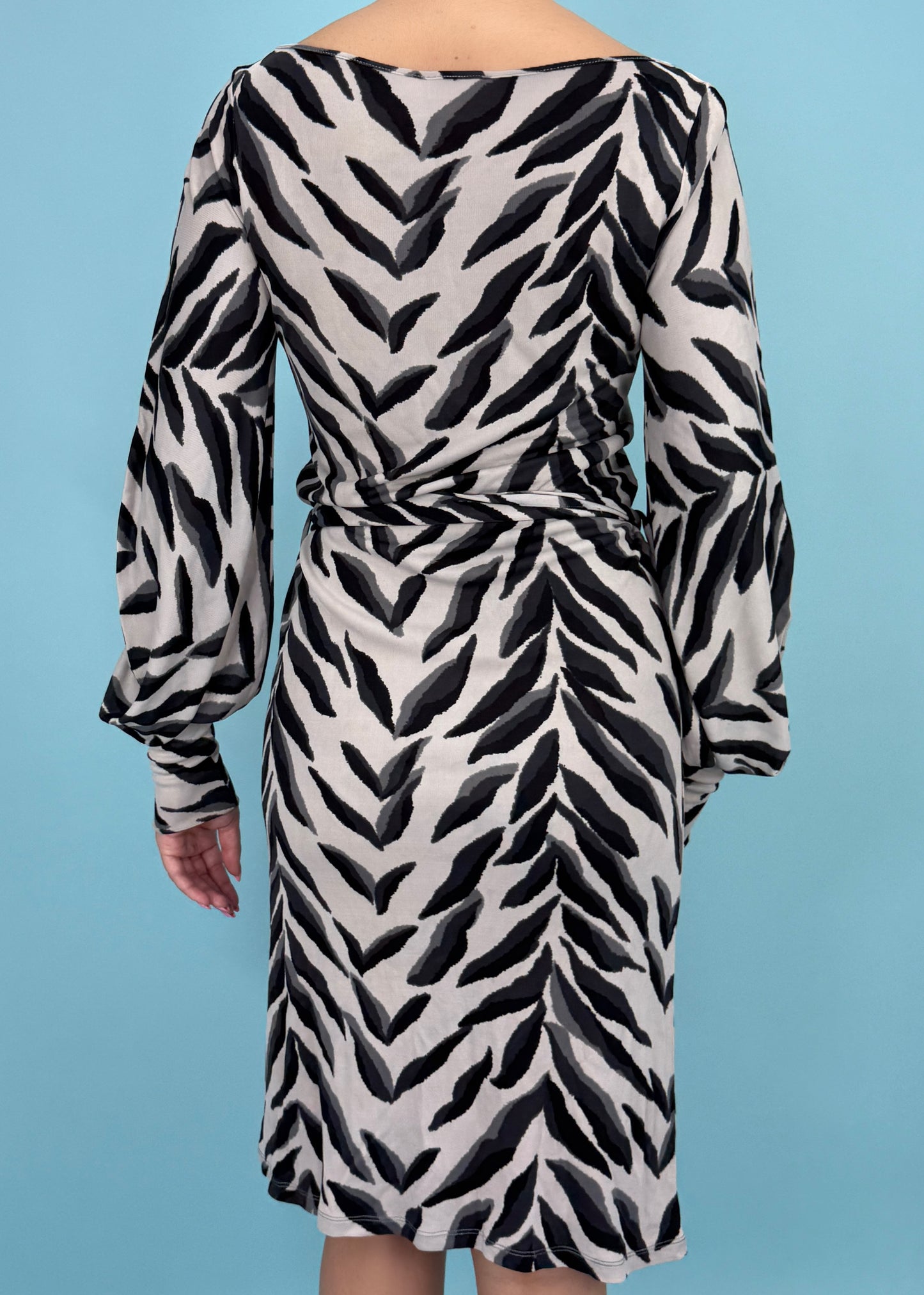 Valentino Abstract Zebra Print Belted Dress