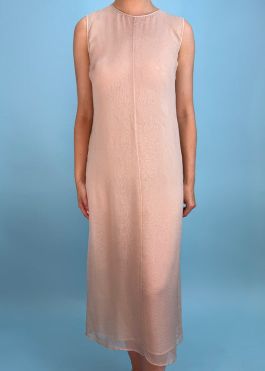 Prada 1990s Blush Pink Silk Chiffon Dress