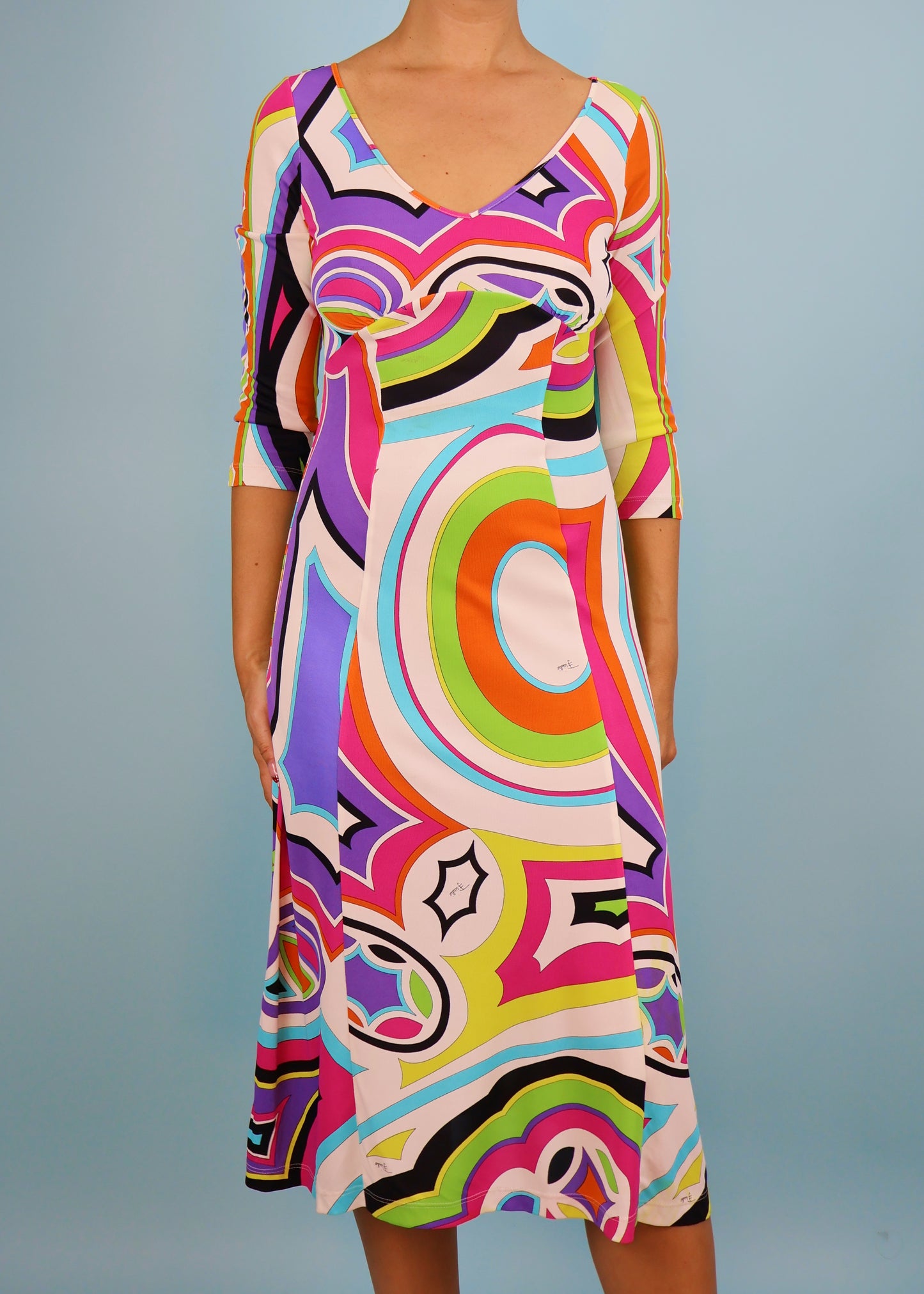 Emilio Pucci Spring 2005 Multi Colour Patterned Midi Dress