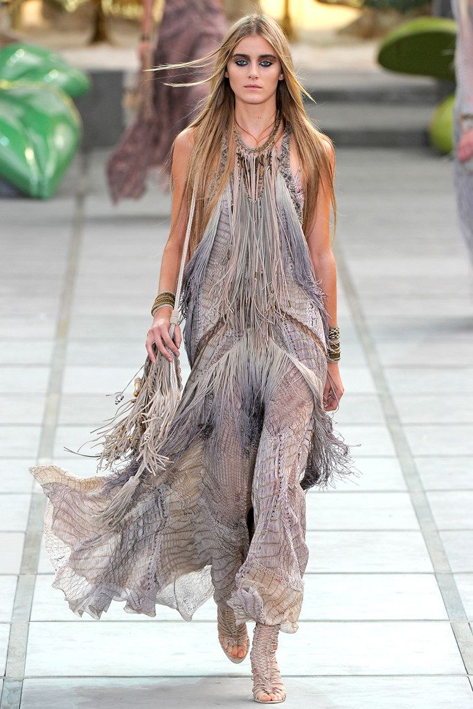 Roberto Cavalli Spring 2011 Crocodile Print Cross Strap Dress