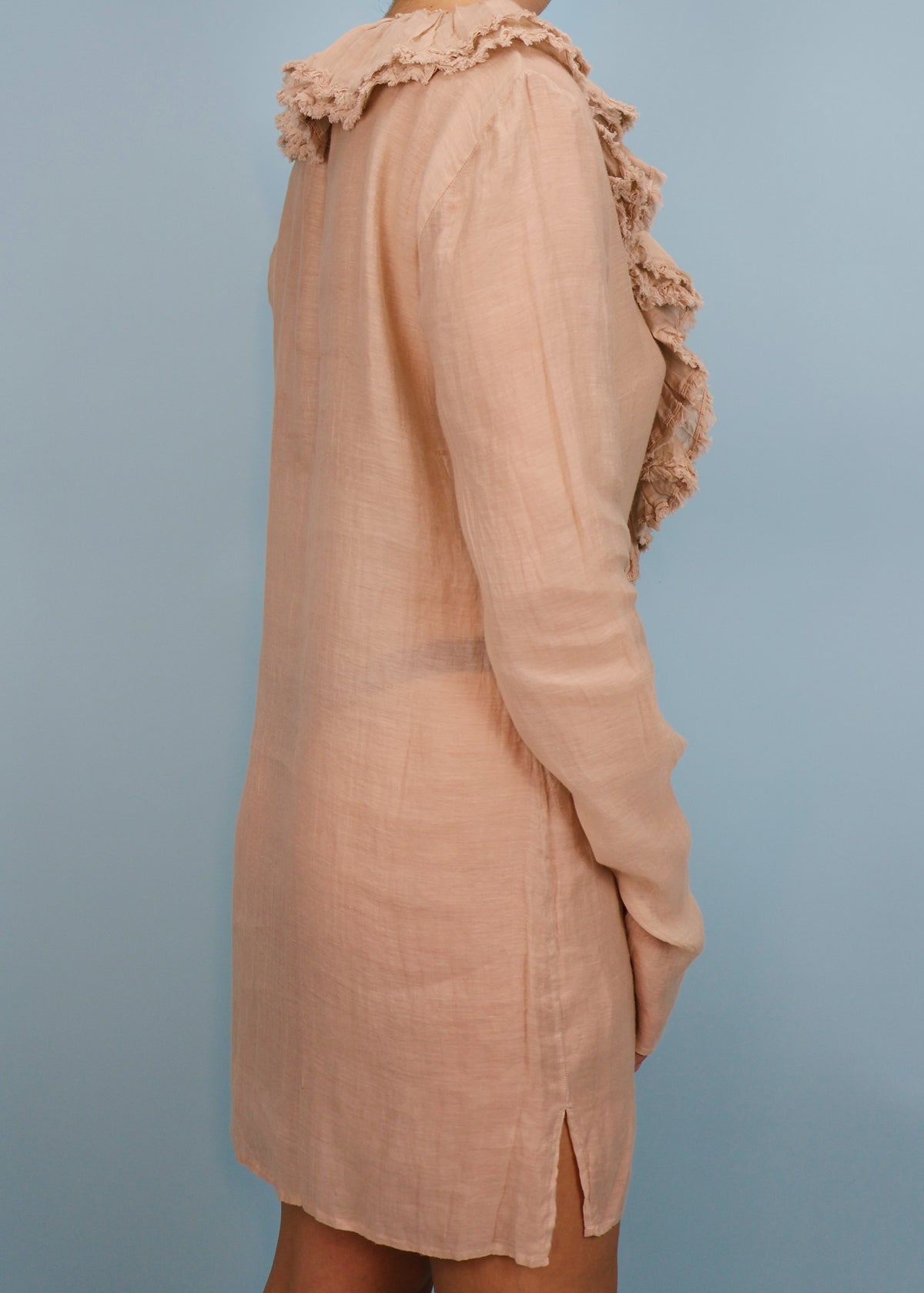 Gucci Spring 2002 Beige Ruffle Neckline Dress