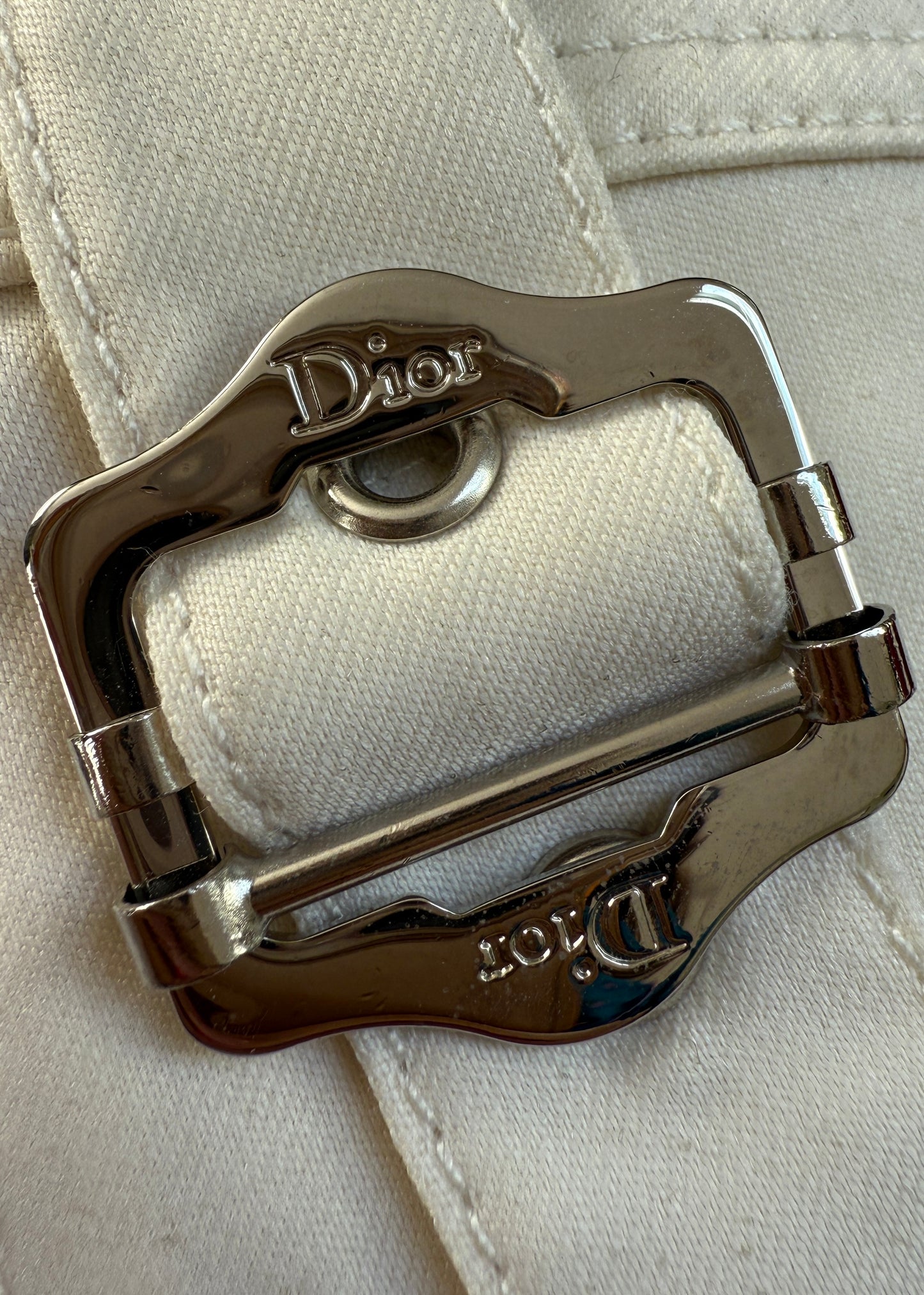 Dior Fall 2003 White Buckle & Eyelet Detail Pants