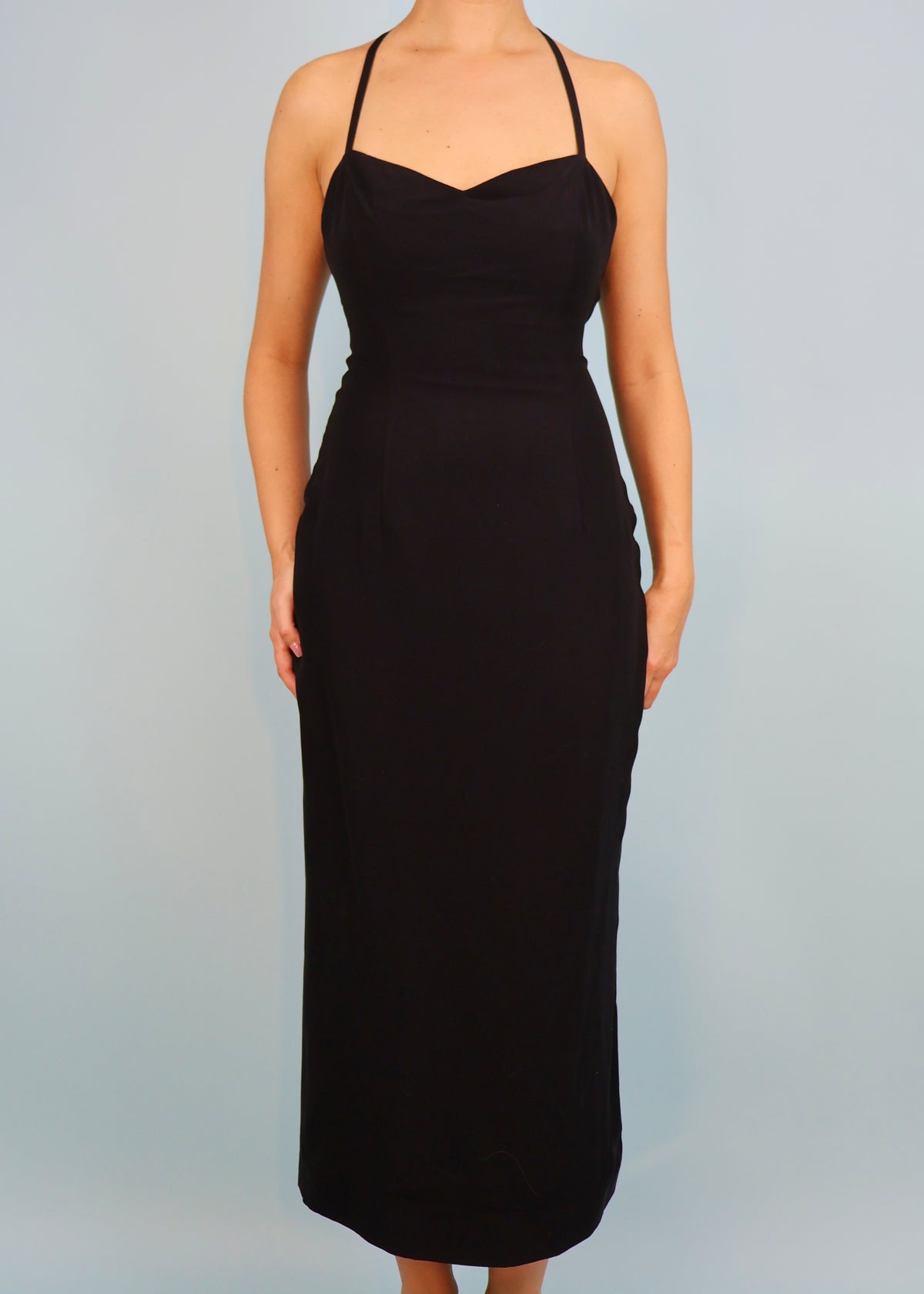 Chloé Fall 2001 Black Zip Back Silk Halter Dress