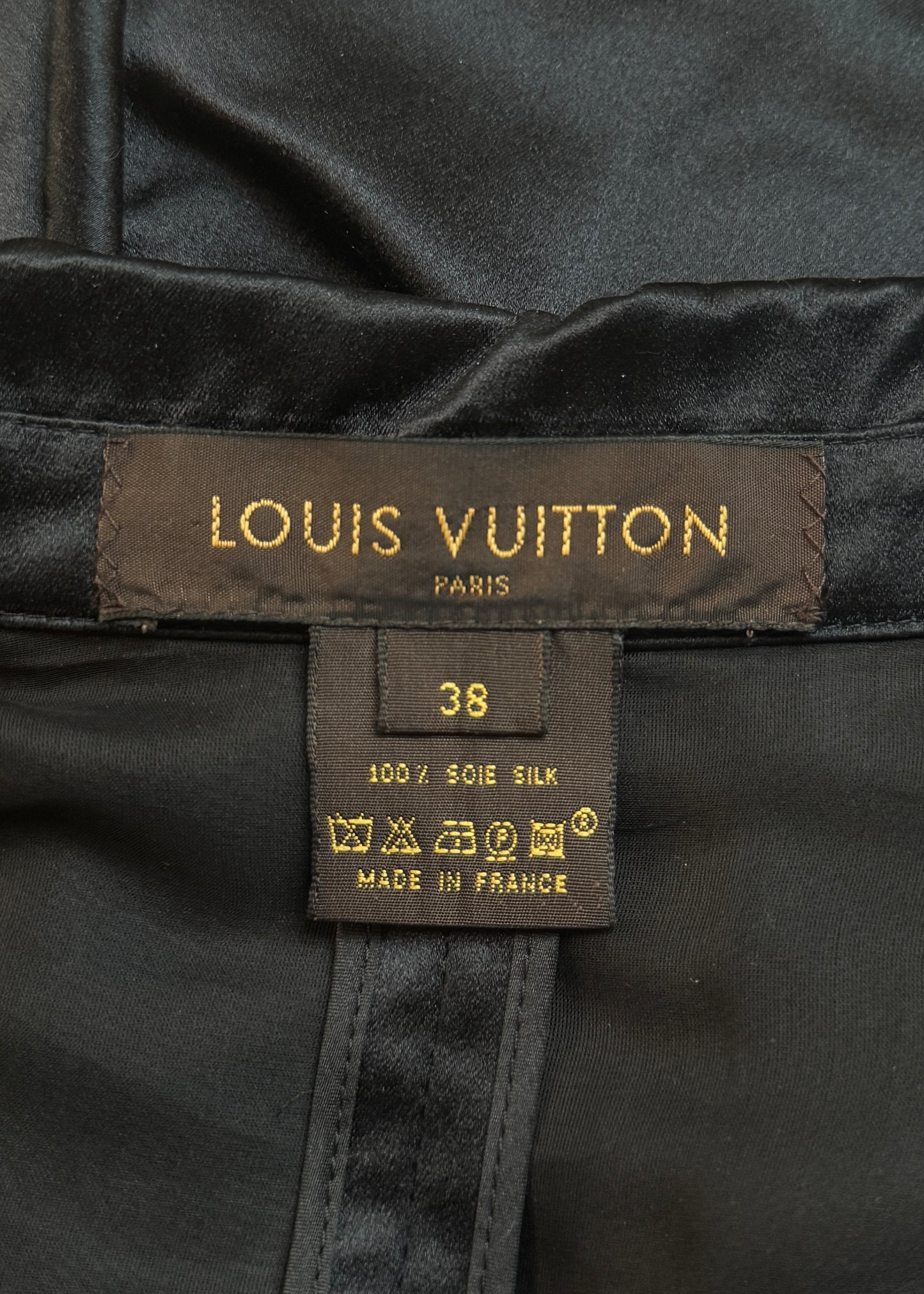 Louis Vuitton Spring 2003 Runway Black Silk Satin Zip Up Dress