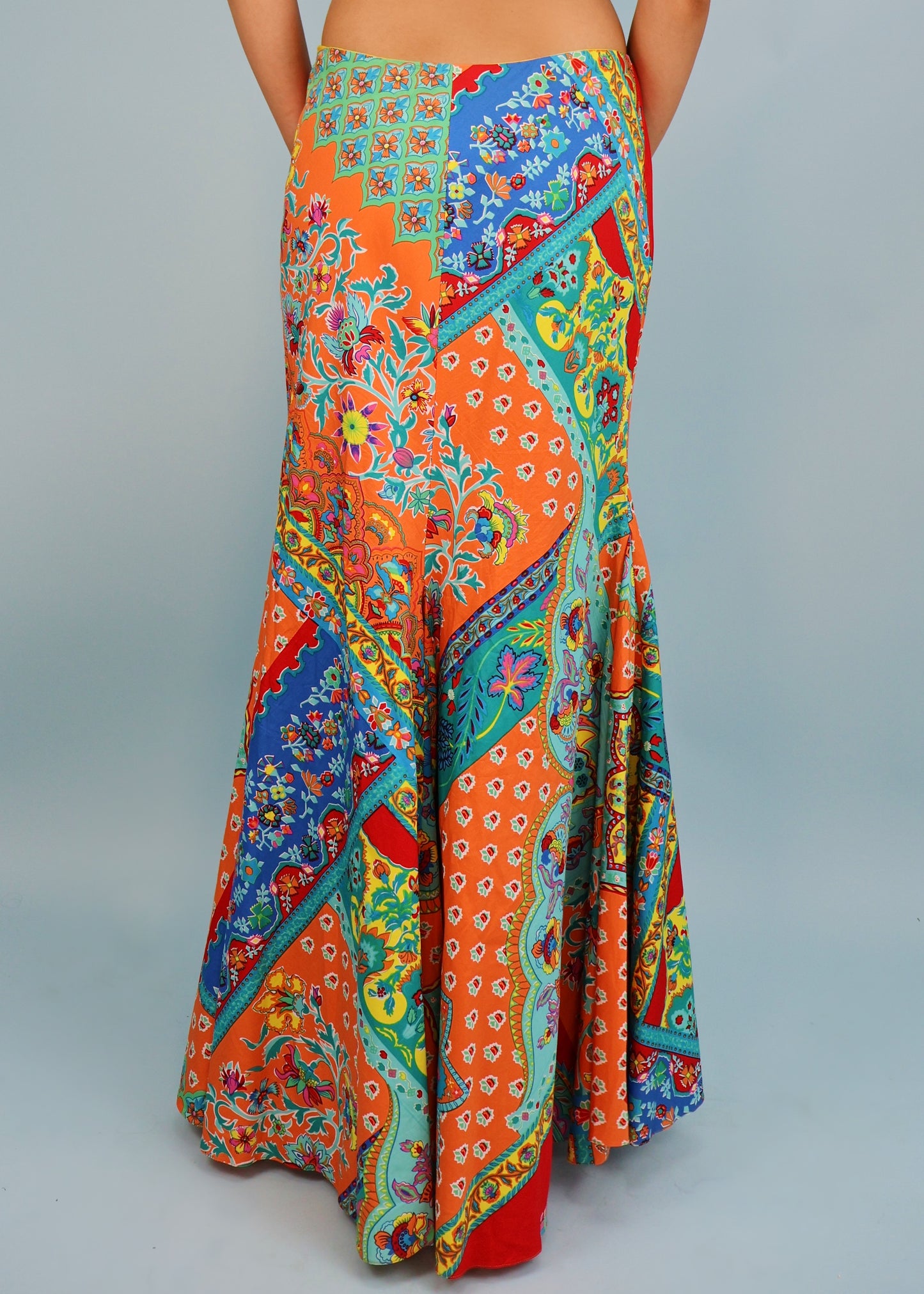 Ralph Lauren Multi Colour Paisley Print Cotton Maxi Skirt