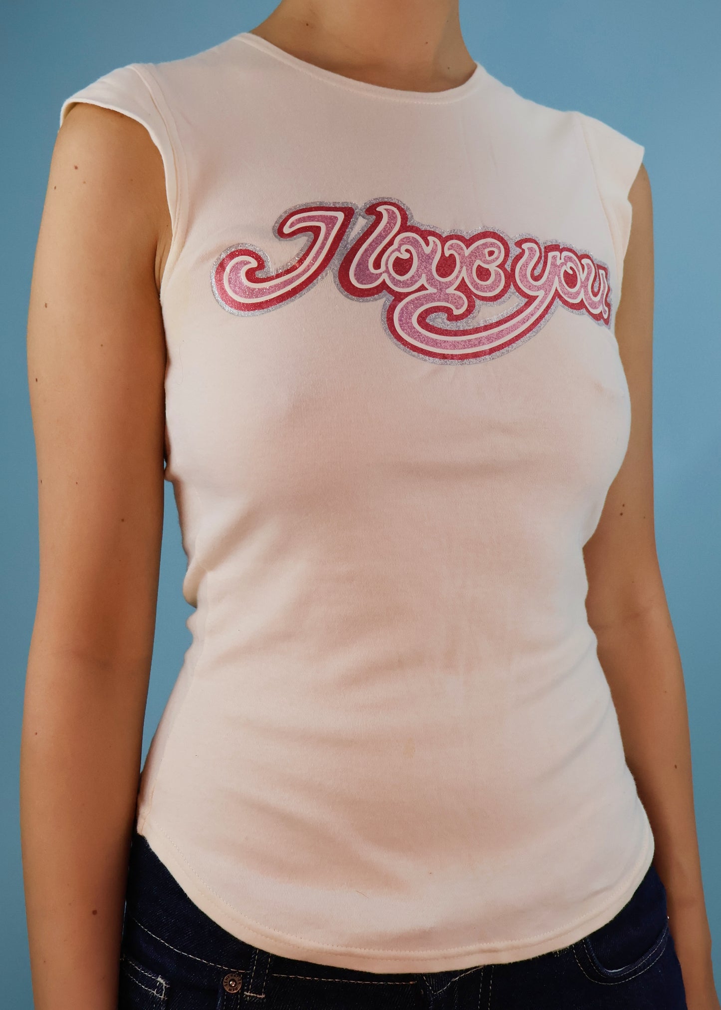 Chloé Spring 1999 "I Love You" Glitter Print Top