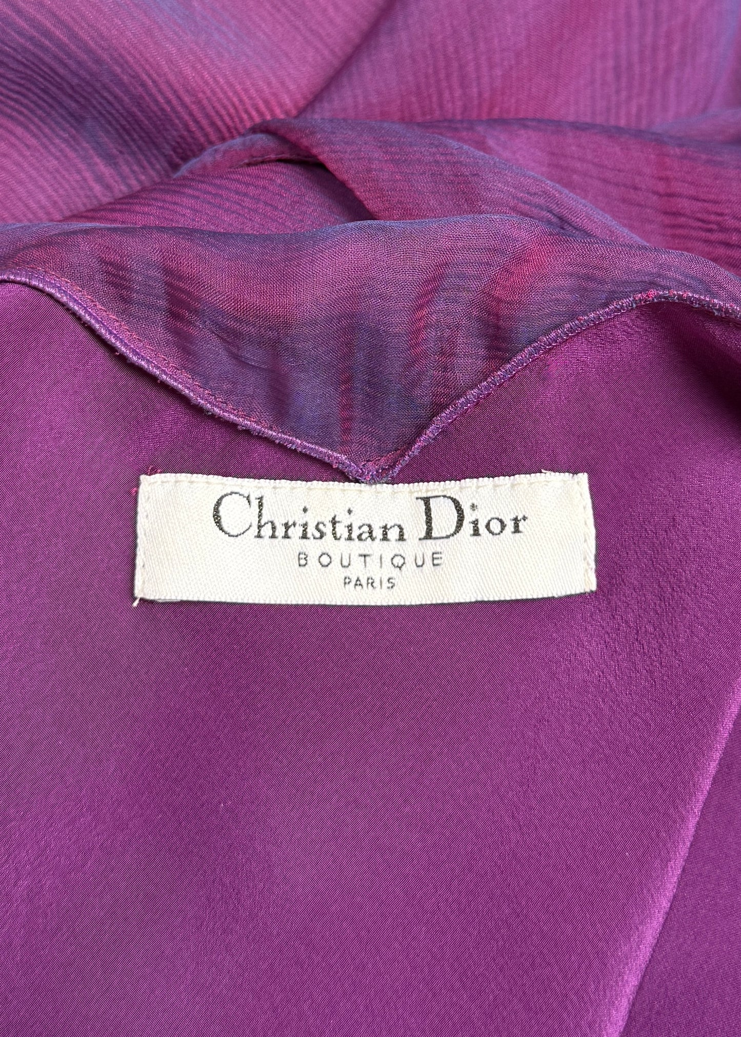 Dior Spring 2005 Purple Iridescent Silk Chiffon Peephole Halter Gown & Scarf