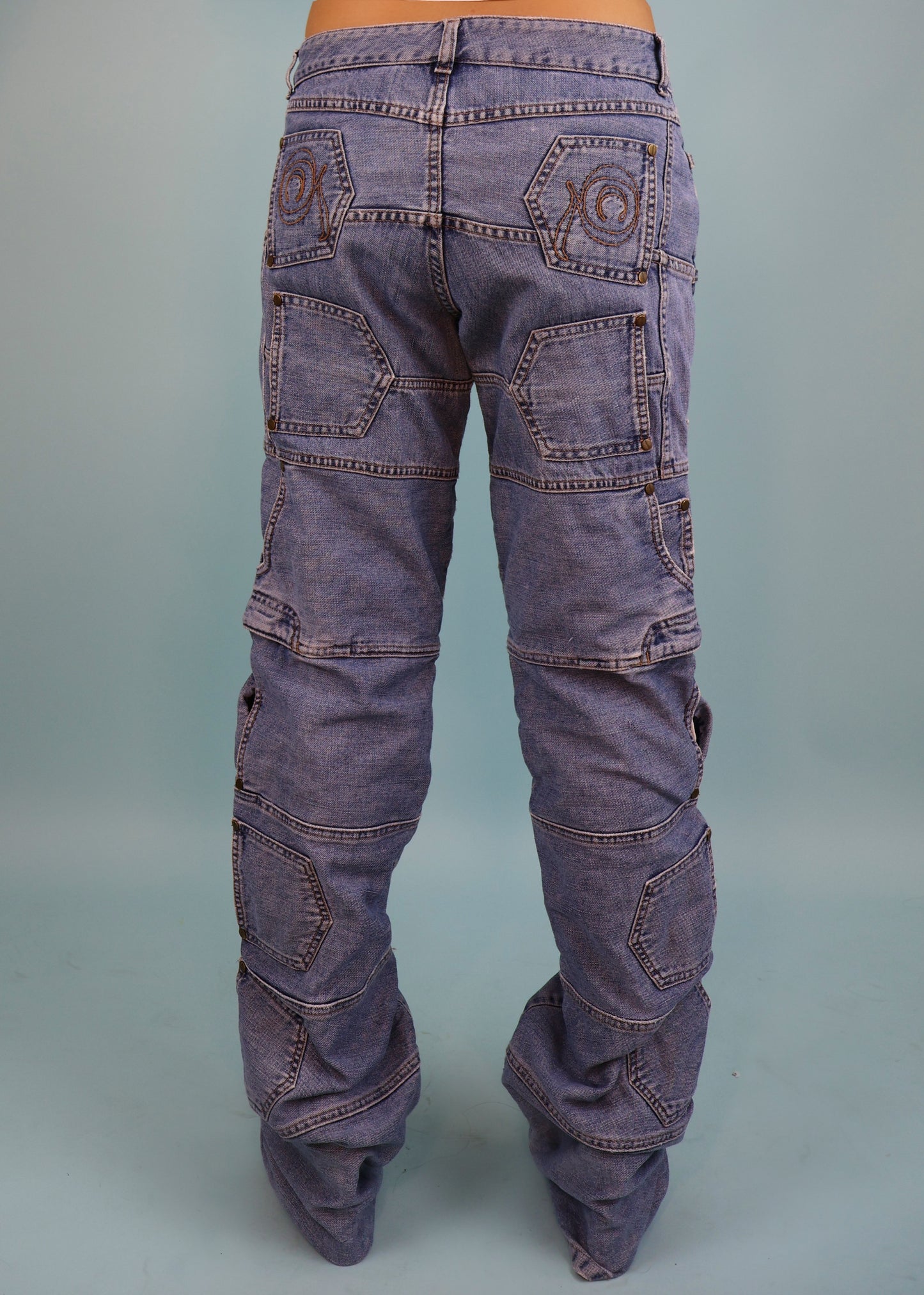 Alexander McQueen 2003 Multi Pockets Blue Denim Jeans