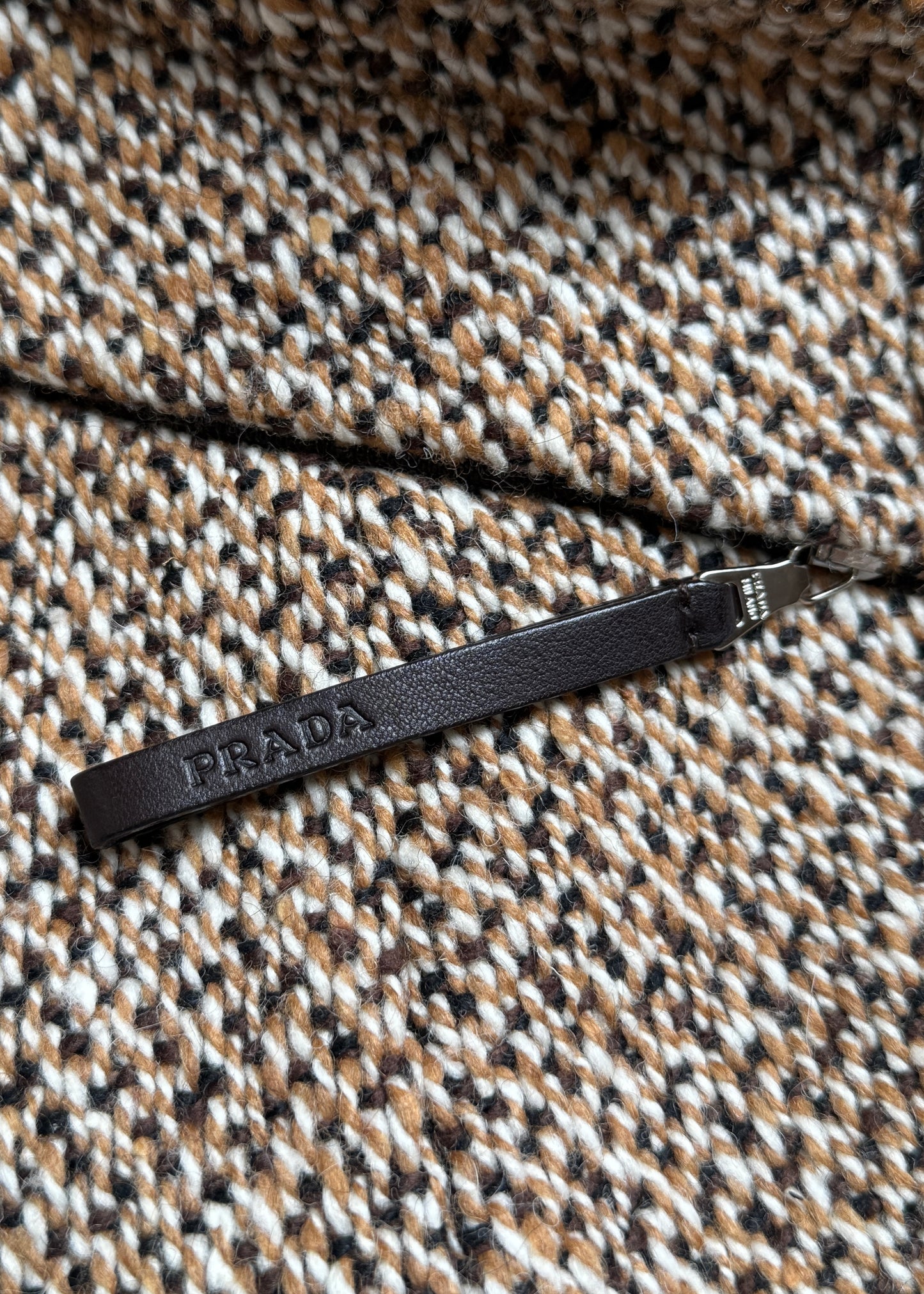 Prada Fall 2000 Runway Herringbone Wool Coat & Scarf