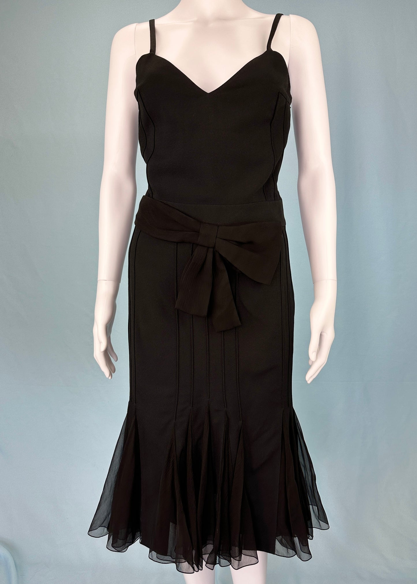 Dior Spring 2008 Black Silk Chiffon Bow Dress