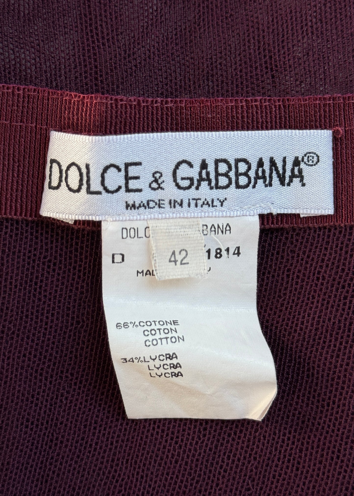 Dolce & Gabbana Fall 1998 Burgundy Mesh Midi Skirt