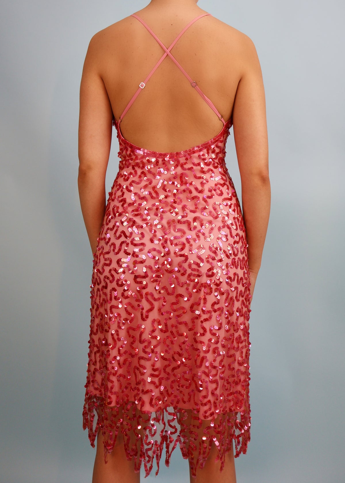 Betsey Johnson Pink Squiggle Sequin Dress