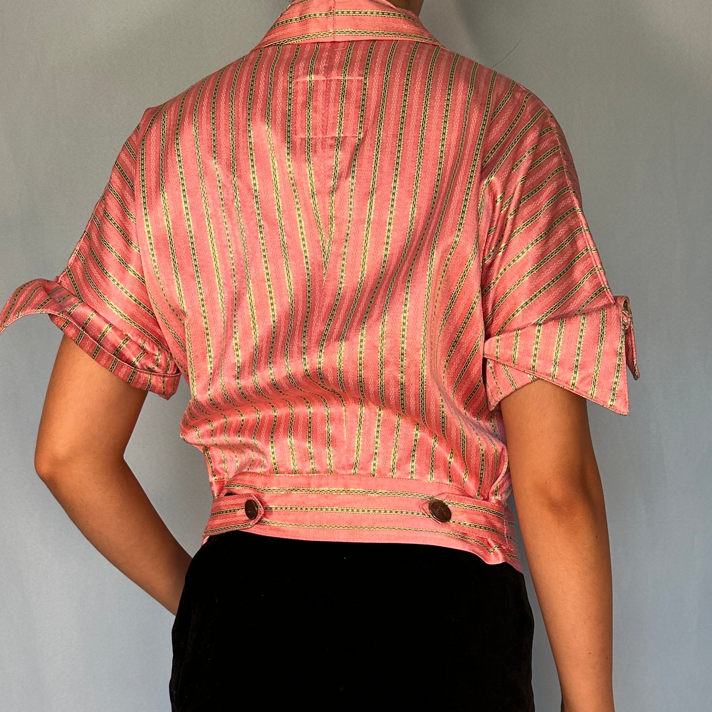 Vivienne Westwood Spring 1992 Pink Satin Striped Jacket Top