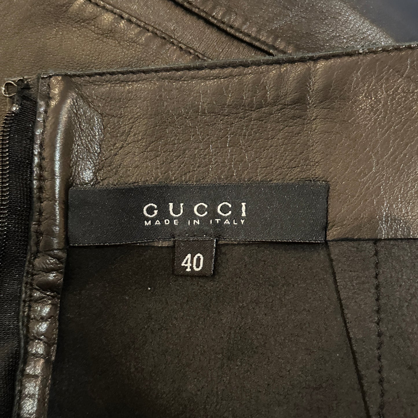Gucci Black Leather Slit Detail Skirt