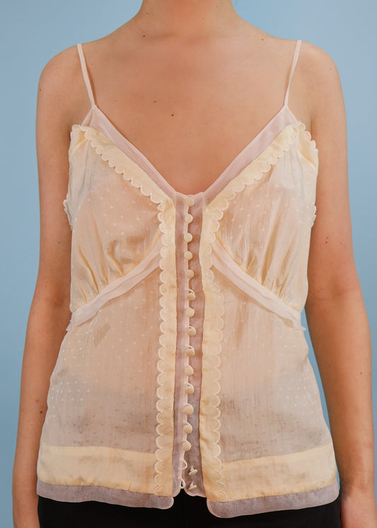 Chloé Fall 2004 Runway Cream Button Down Silk Cami Top