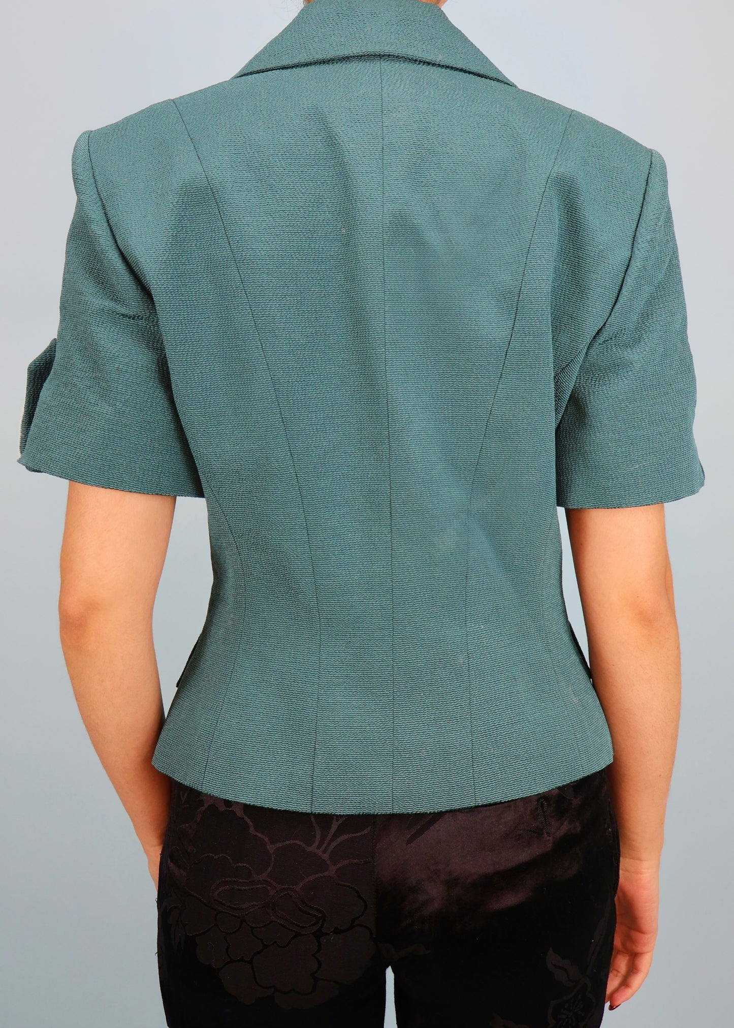 Dior Spring 1999 Runway Teal Blue Collared Jacket