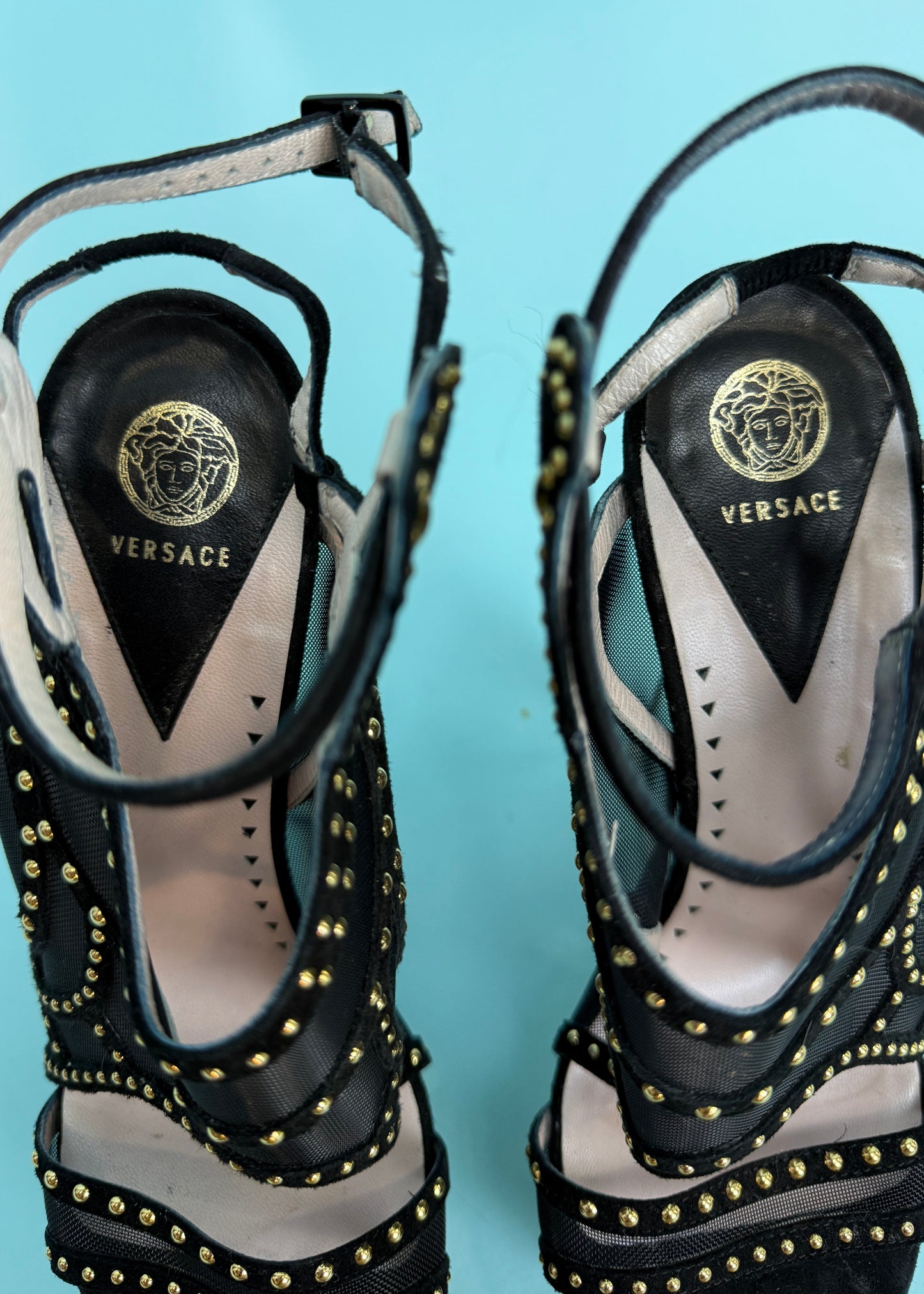 Versace Spring 2012 Runway Perspex Studded Wedge Heels