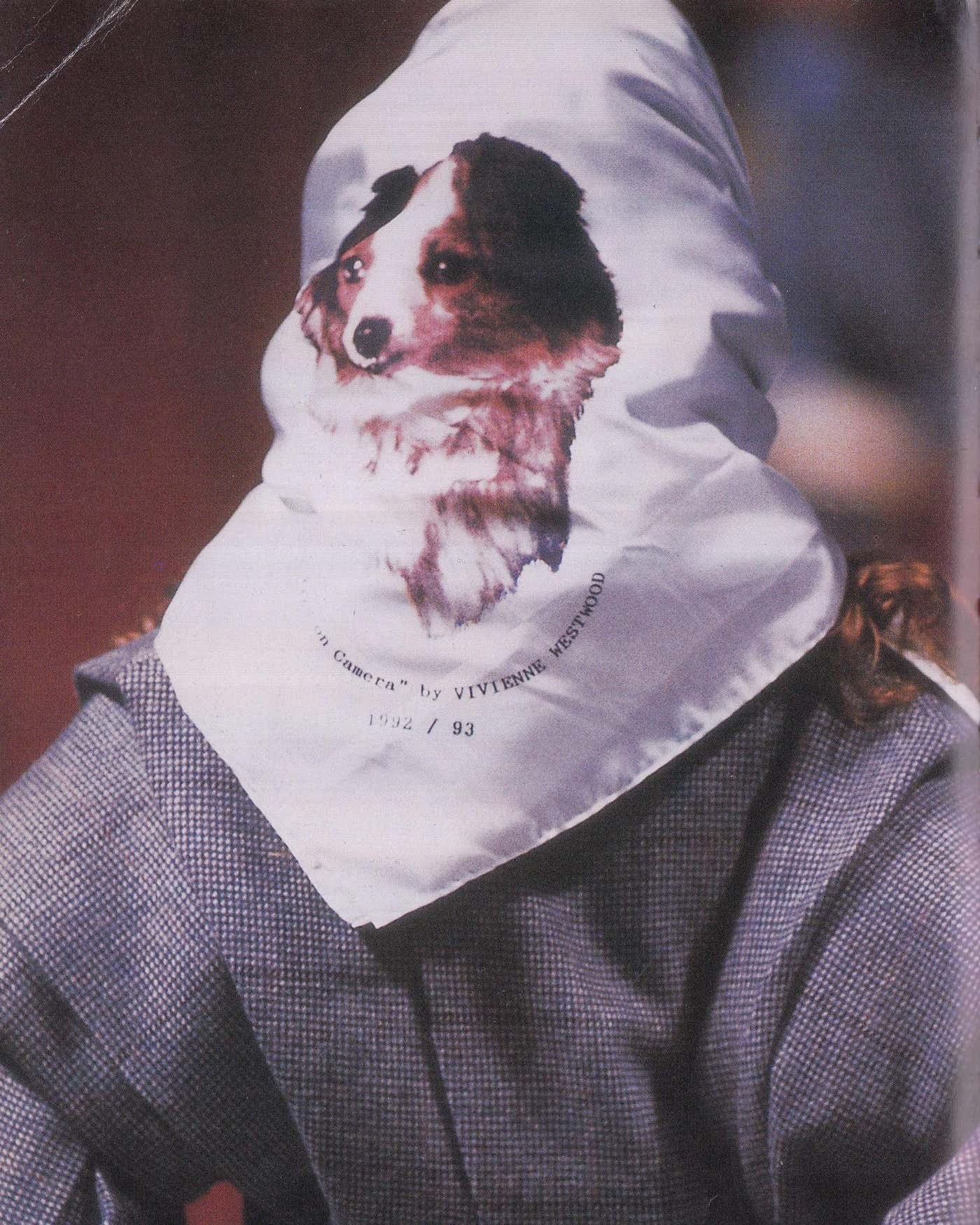 Vivienne Westwood Fall 1992 Runway Armour Jacket & Dog Print Scarf Set