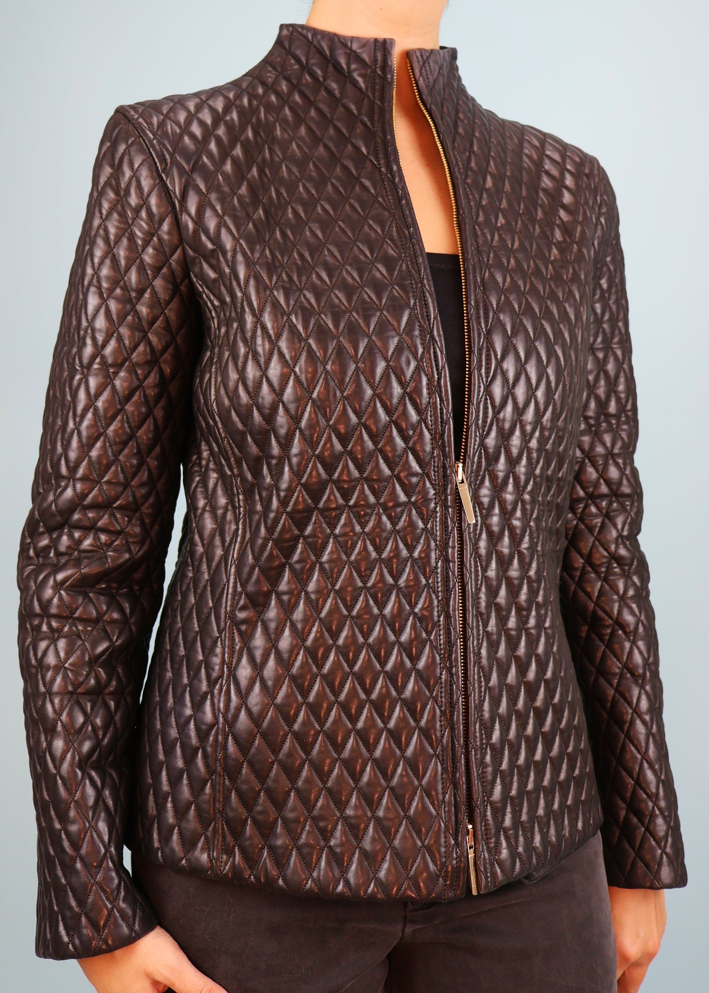Gucci Fall 2000 Double Zip Quilted Black Leather Jacket