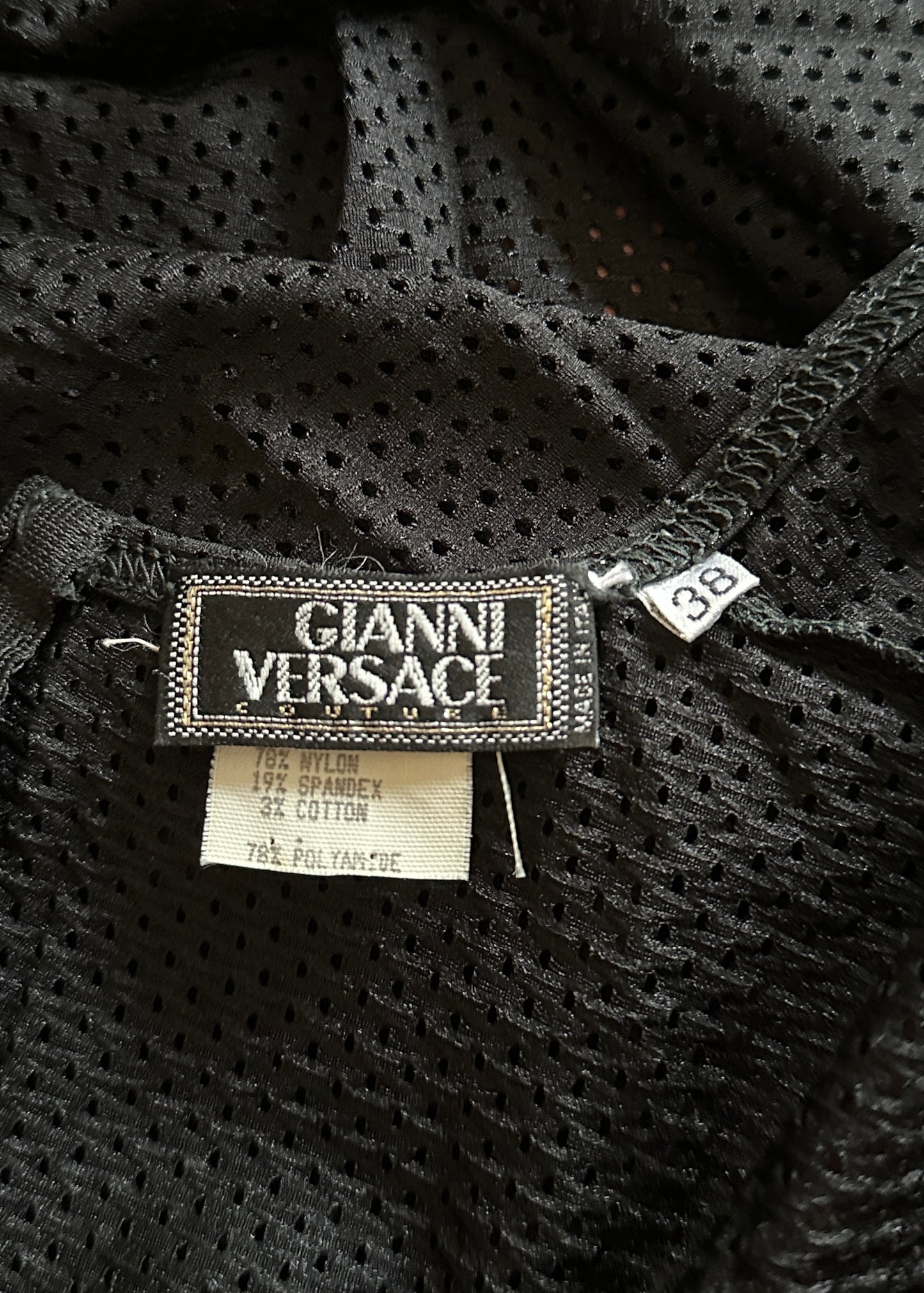 Versace Black Perforated Mesh Bodysuit
