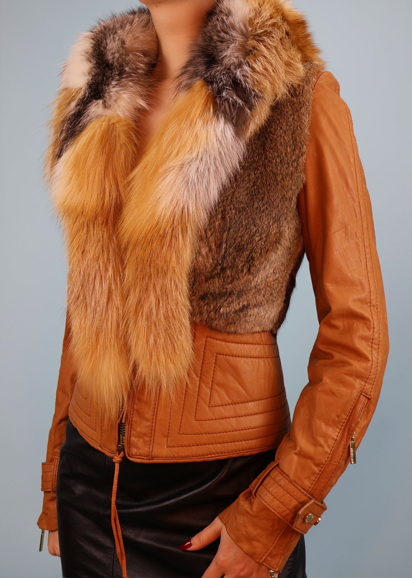 Roberto Cavalli Fall 2004 Brown Leather & Fur Jacket