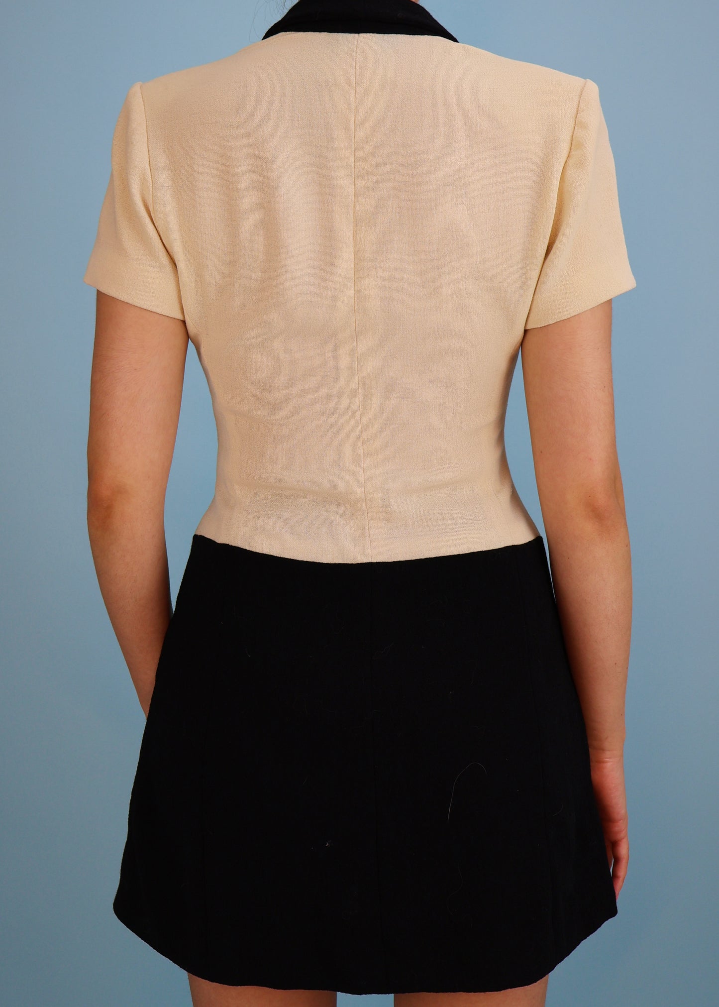 Chanel Spring 1995 Runway Cream & Black Zip Up Mini Dress