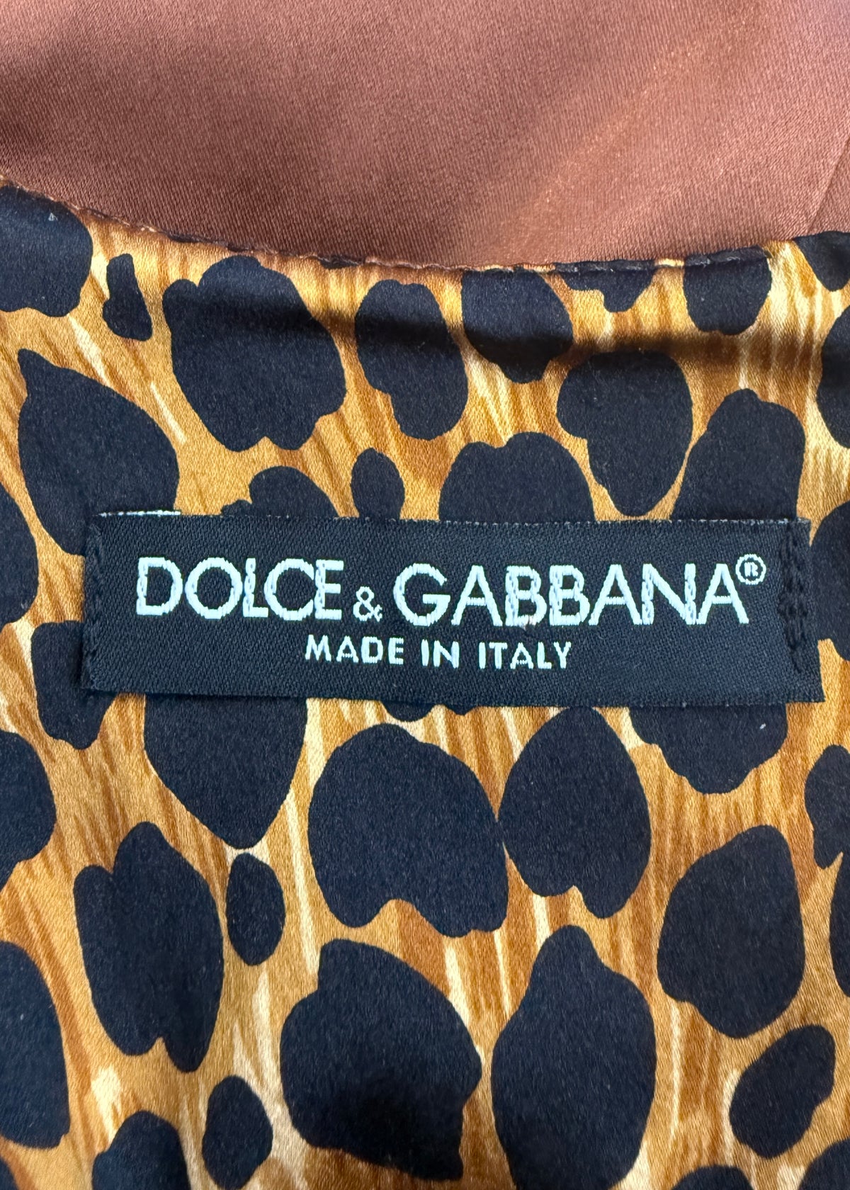 Dolce & Gabbana Bronze Satin Virgin Mary Charm Dress