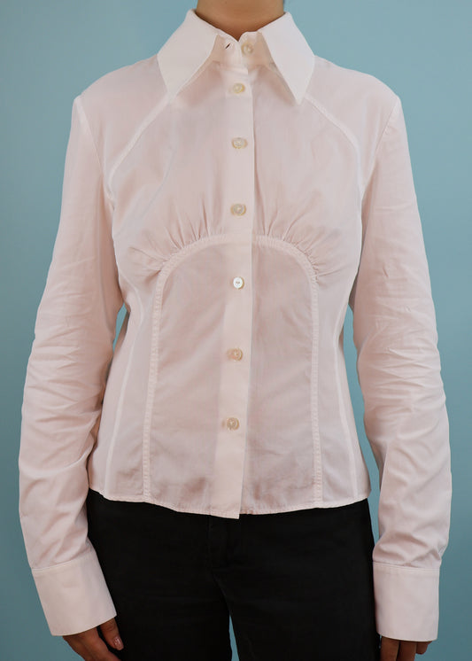 Valentino White Frill Back Cotton Blouse