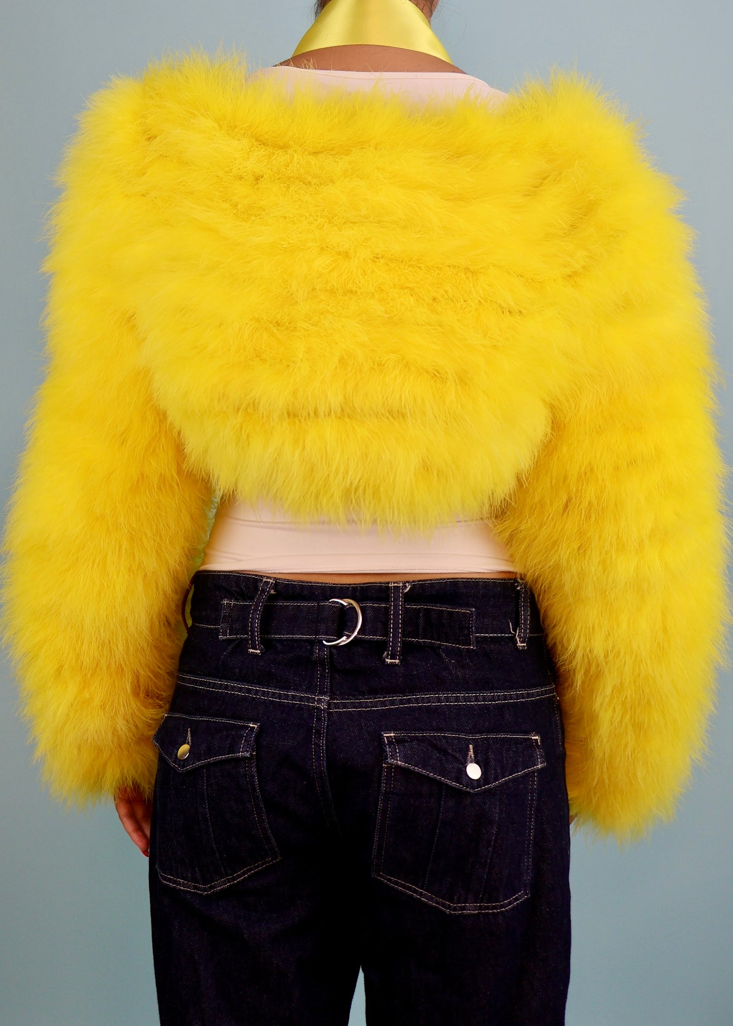Gucci Spring 2004 Runway Yellow Marabou Feather Bolero Jacket