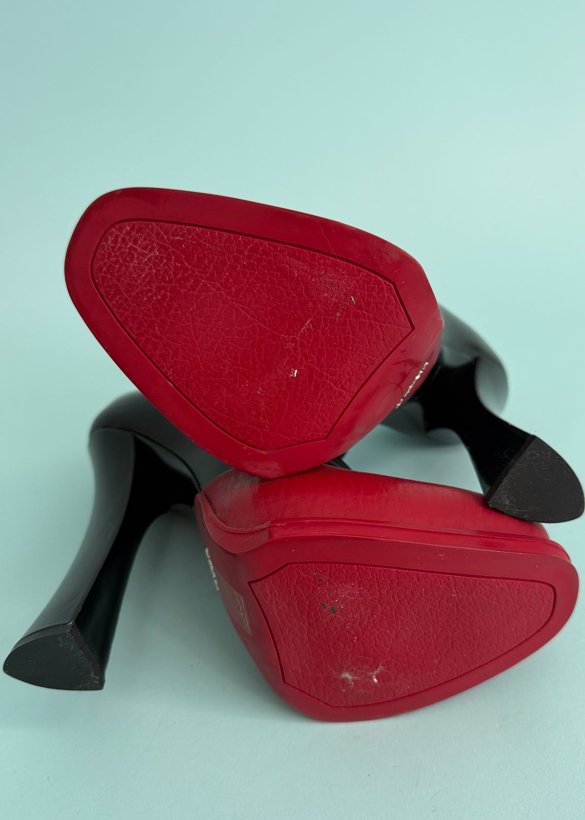 Prada Fall 2012 Runway Black Leather Red Rubber Dipped Platform Heels