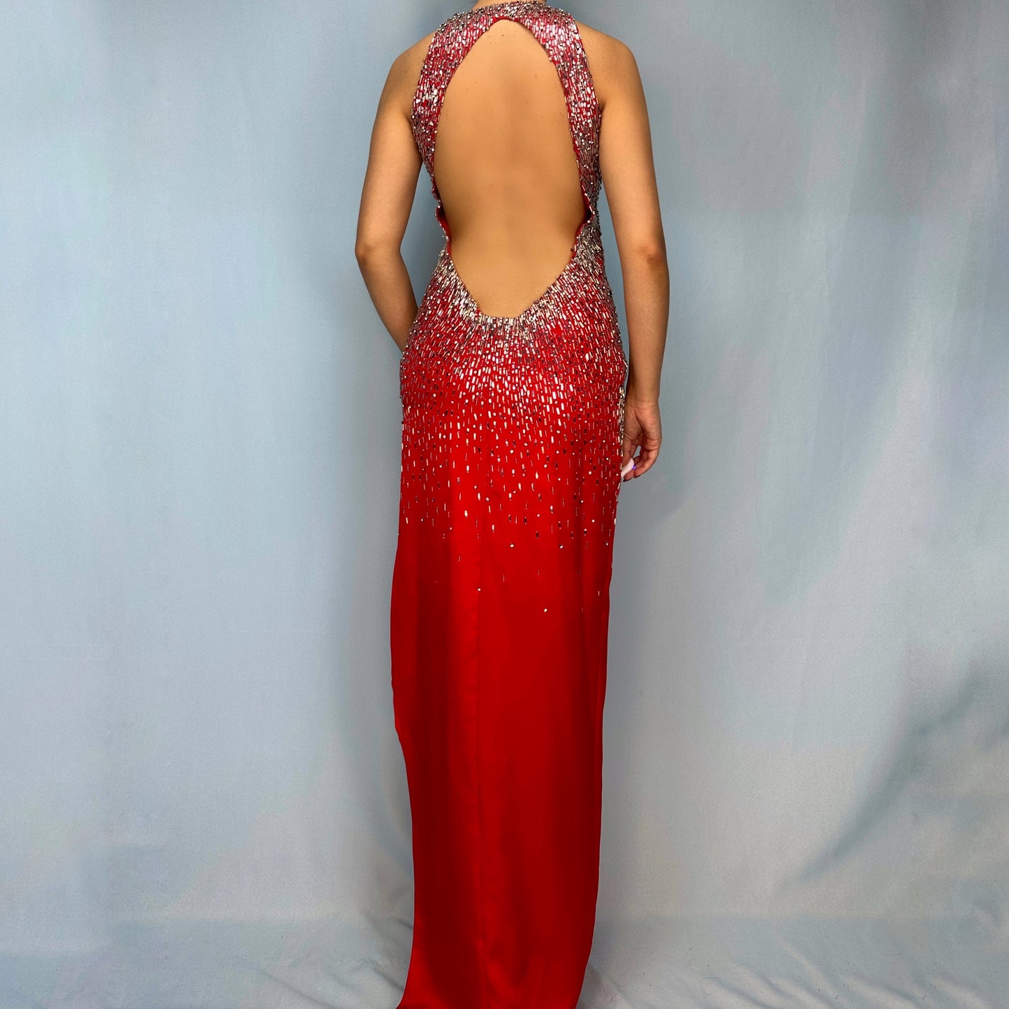 Julien Macdonald Fall 2012 Runway Red Silk Crystal Embellished Gown