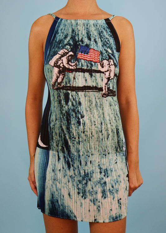 Issey Miyake Pleats Please 1999 Apollo Moon Landing Mini Dress