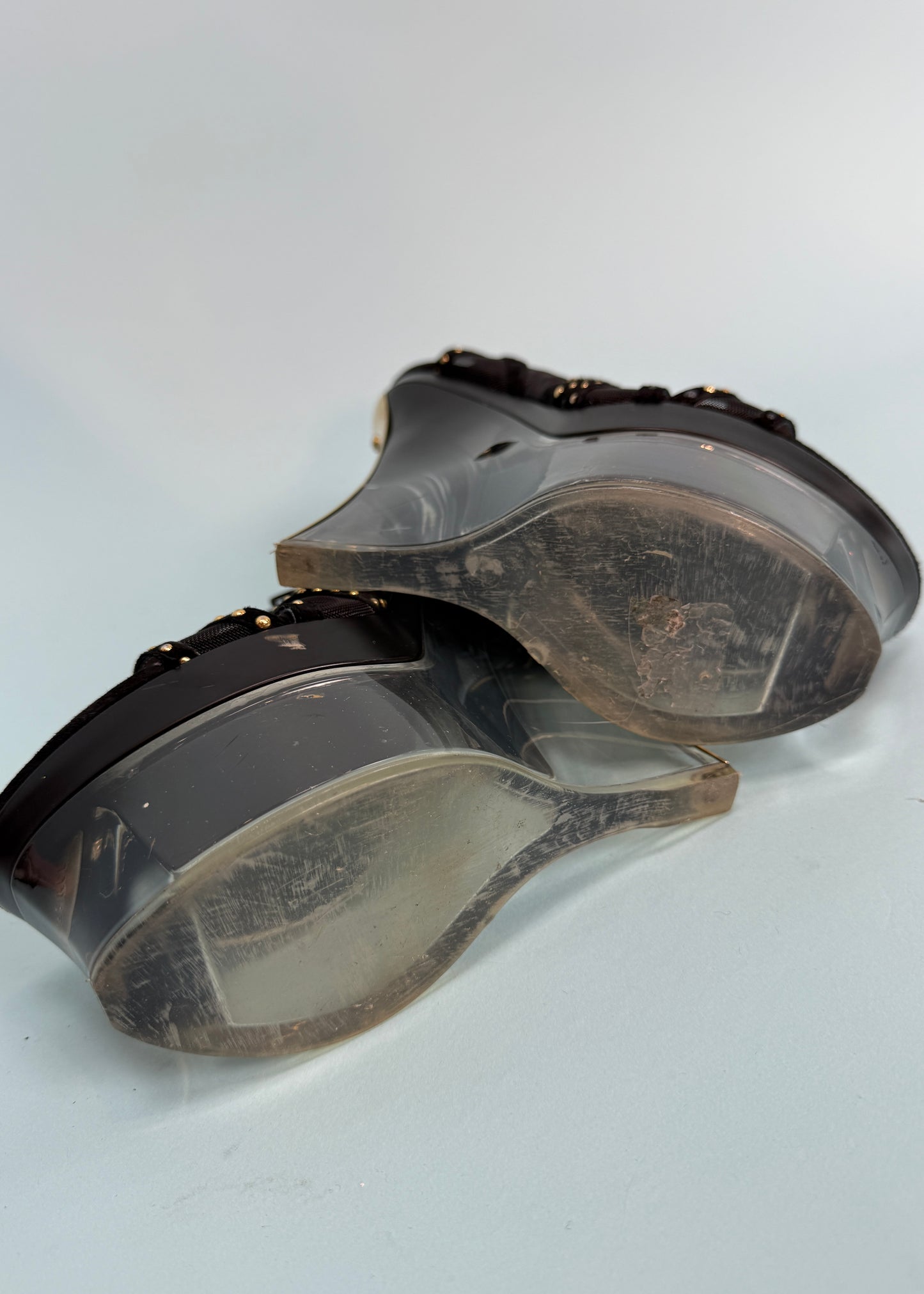 Versace Spring 2012 Runway Perspex Studded Wedge Heels