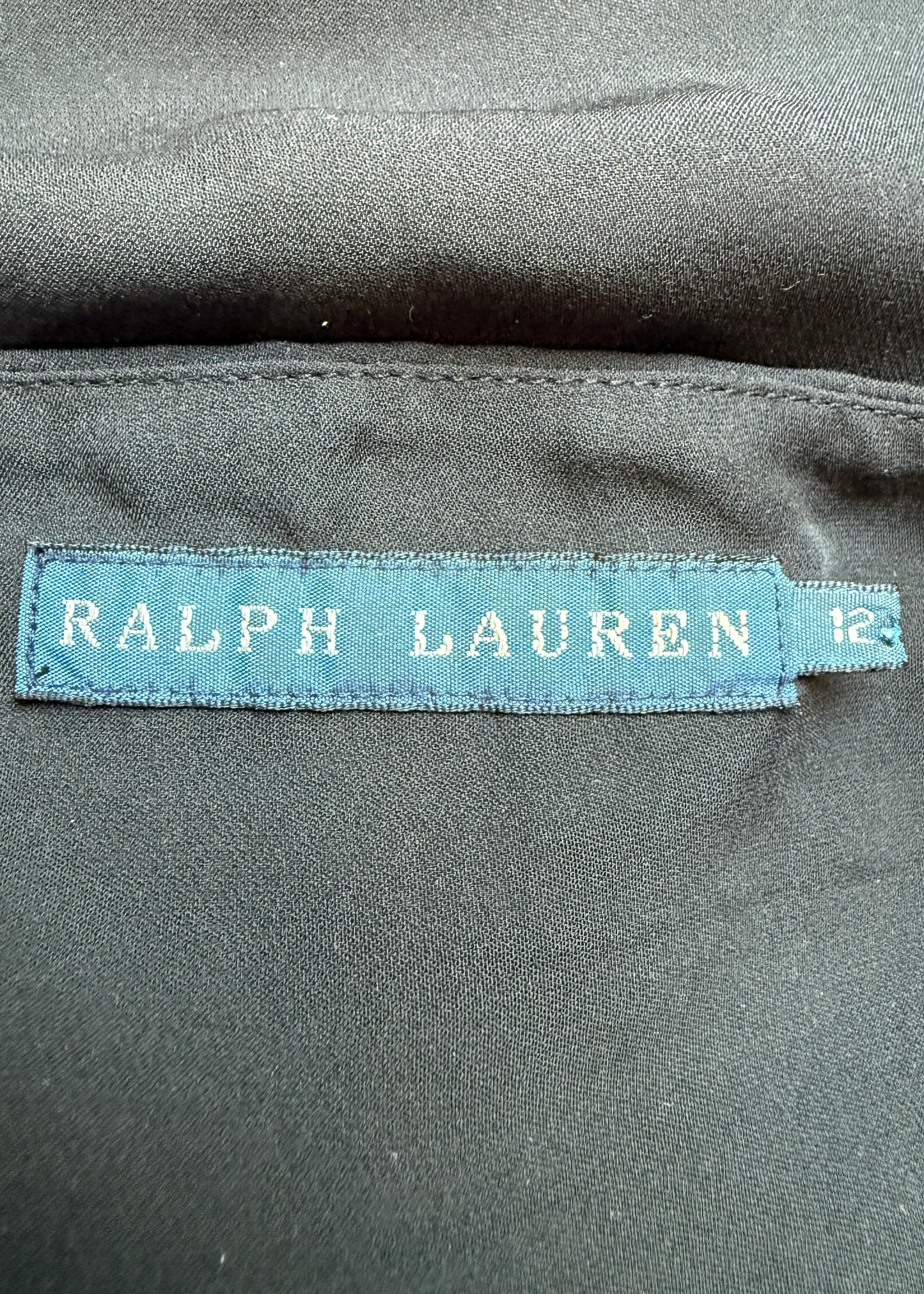 Ralph Lauren Black Silk Pleated Halter Plunge Top