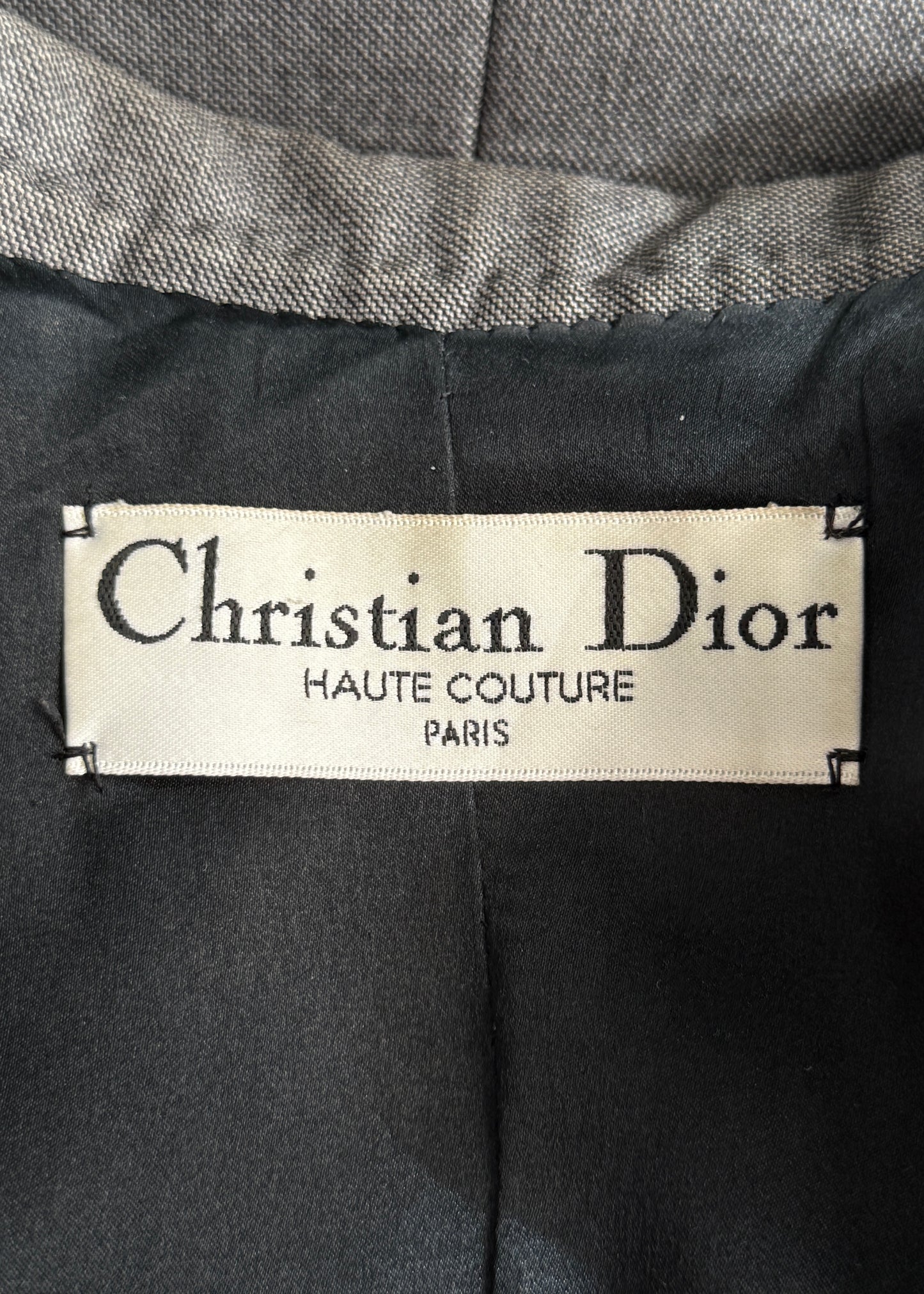 Dior Haute Couture Spring 1990 Runway Grey Jacket & Trousers Suit Set