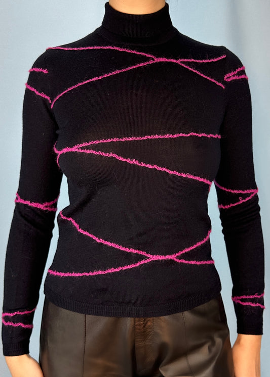 Versace Spring 1998 Black & Pink Knitted Top