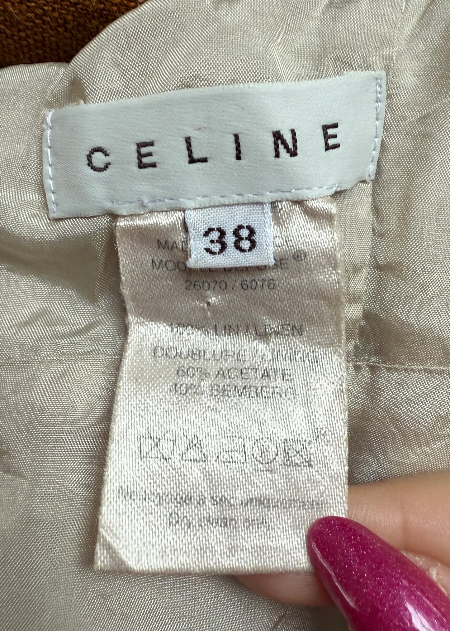 Celine Spring 2002 Runway Floral Linen Corseted Strapless Dress