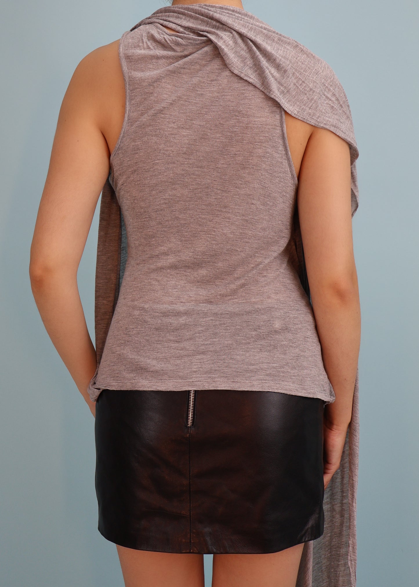 Alexander McQueen Fall 2010 Grey Attached Scarf Tank Top