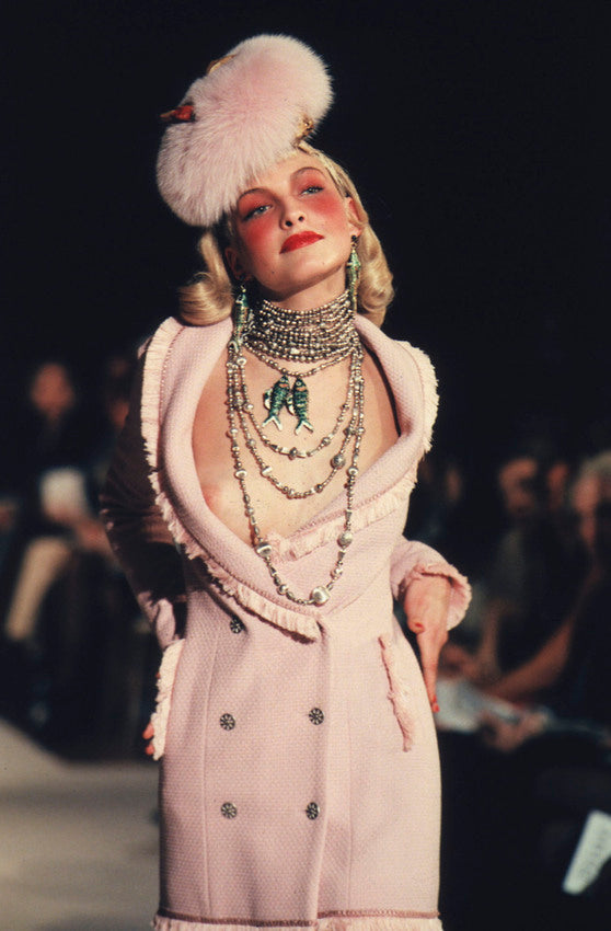 Dior Fall 1997 Runway Blue Fringe Trim Jacket Dress