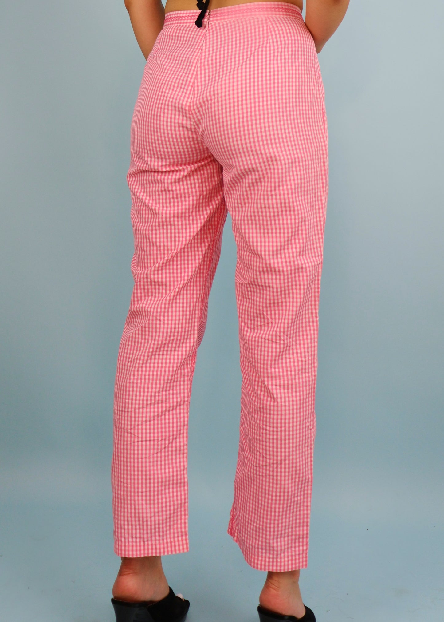 Versace 1990s Pink & White Gingham Pants