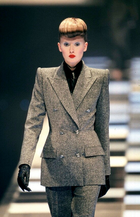 Givenchy by Alexander McQueen Fall 1998 Fur Trim Jacket & Pant Suit Set